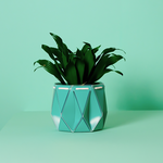 Self watering POTR Pot in turquoise with plant, ideal for self-watering gardening solutions.